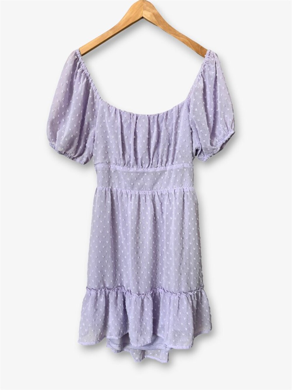 Altar'd State Lavender Swiss Dot Puff Sleeve Milkmaid Mini Dress Fairy Size XL